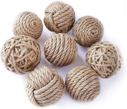 Elkpruu Rustic Jute Orbs Set of 8, Farmhouse Decorative Balls for Bowls, Vase Fillers, Christmas Centerpiece, Handwoven Home Decor Ornaments, Potpourri Accents