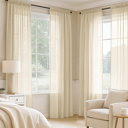 MIULEE White Sheer Curtains 84 Inches Long, 4 Panels Set, Light Filtering Rod Pocket Voile Drapes for Living Room and Bedroom, Airy Soft Fabric Window Treatments, 42 x 84 Inches