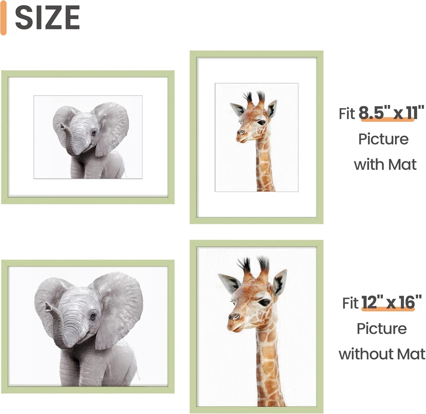 upsimples 8x10 Picture Frame, Display Pictures 5x7 with Mat or 8x10 Without Mat, Wall Hanging Photo Frame, Black, 1 Pack - Colors A