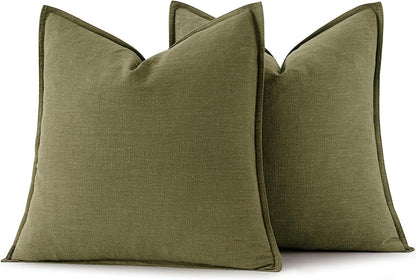 MIULEE Decorative Linen Euro Sham Pillow Covers 26x26 Cream White Boho Farmhouse Neutral Couch Throw Pillows for Bed Pack of 2 Accent Modern Pillowcase Sofa Livingroom Home Decor