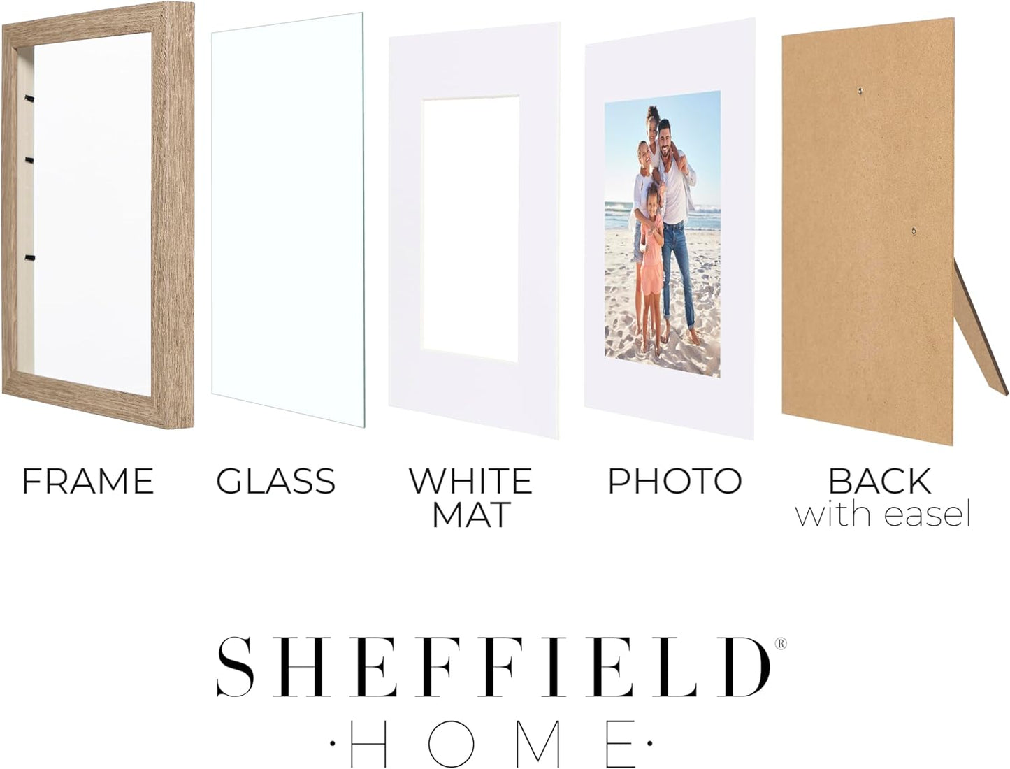Sheffield Home 9 Piece Gallery Wall Frame Set, 11x14 in. matted to 8x10 in. (Matte Black)