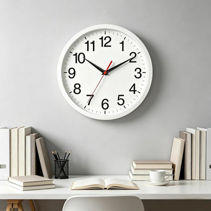 Rohioue Wall Clock Modern 8 Inch Battery Operated Silent Non Ticking Small Analog Clock for Living Room Office Home Bedroom Kitchen Bathroom(Black)