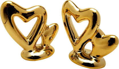 2 Pieces Gold Small Animal Statue Moon Statue Decor Modern Style Ceramic Moon Figurines Statues for Home Decor Accents Living Room Office Table Bookshelf Desk Bedroom Decorative Objects