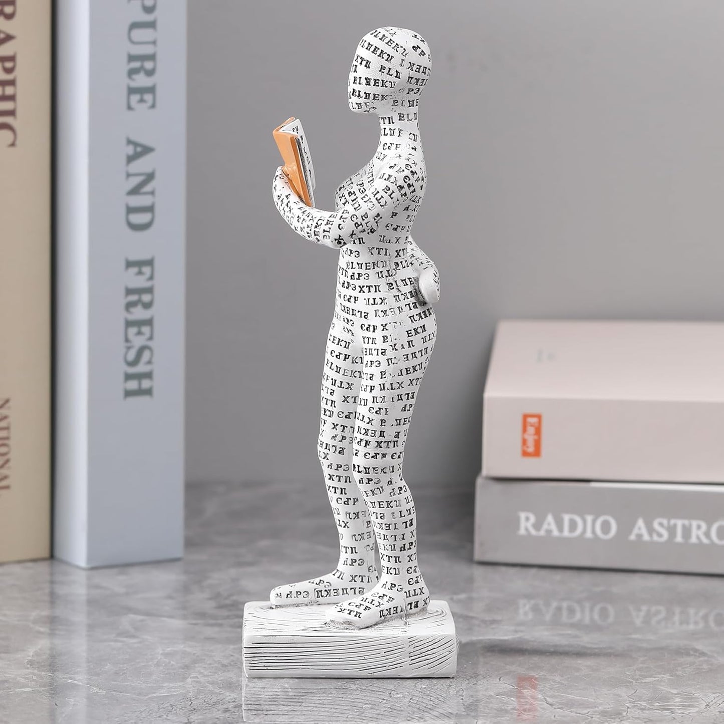 GRAPMKTG Home Decor Pulp Reading Women Thinker Statue Aesthetic Sculpture Room Decor Modern Abstract Decoration on Shelf Table Desk for Living Room Office Bedroom A