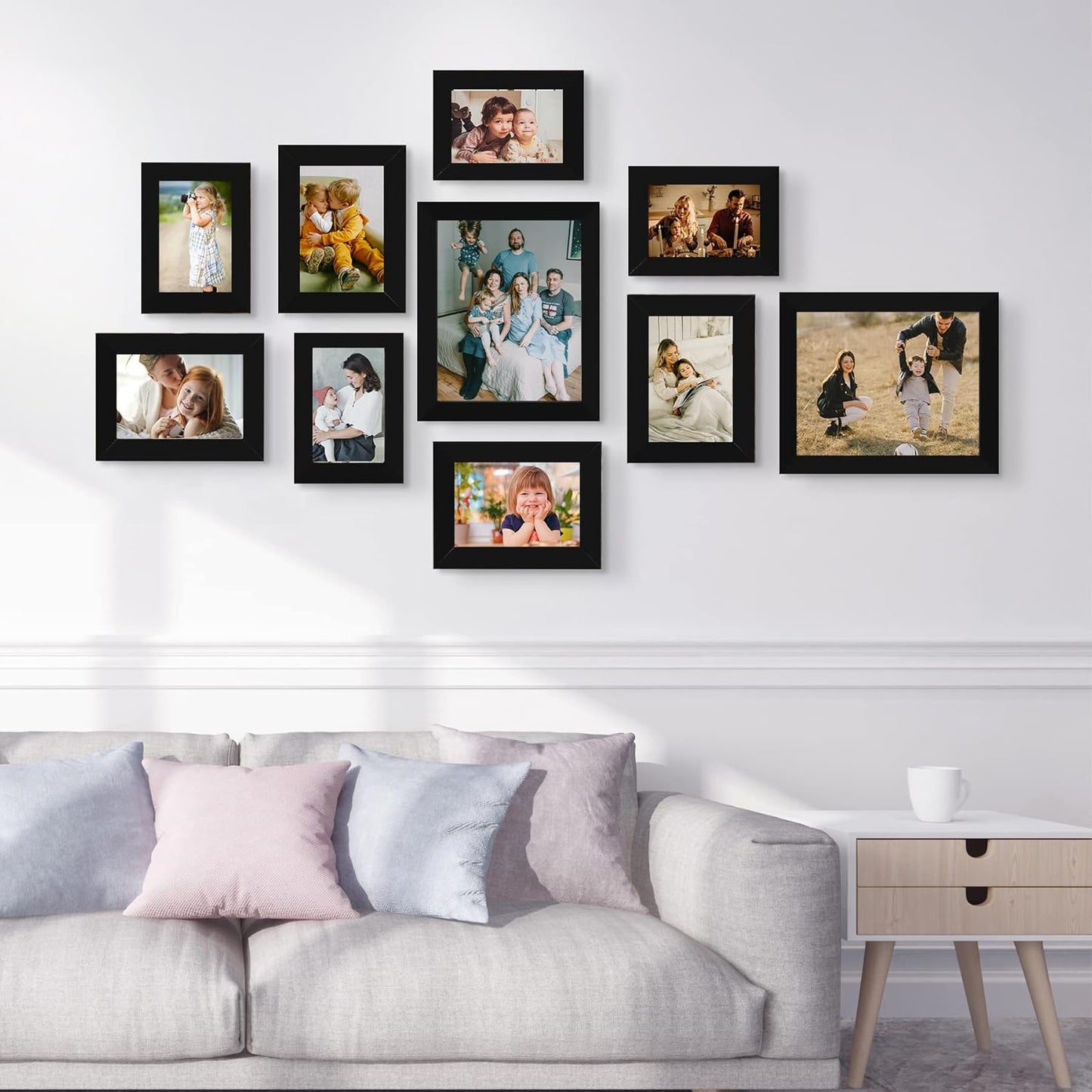 LUCKYLIFE Picture Frames Collage Wall Decor 10-Pack, Gallery Wall Frame Set with 8x10 5x7 4x6 Frames in 3 Different Finishes
