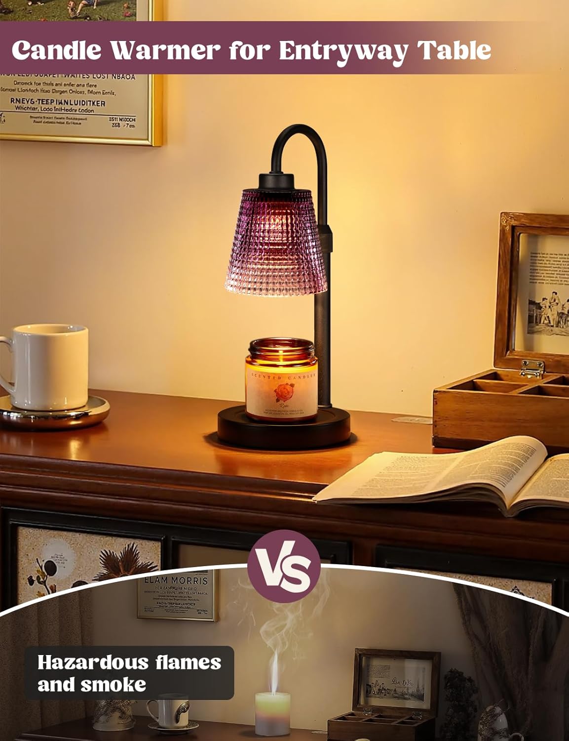 Innqoo Candle Warmer Lamp with Timer, Dimmable Candle Warmer for Jar Candles, Height Adjustable Wax Melts Warmer, Birthday Gifts for Women Mom, House Warming Gifts New Home Decor