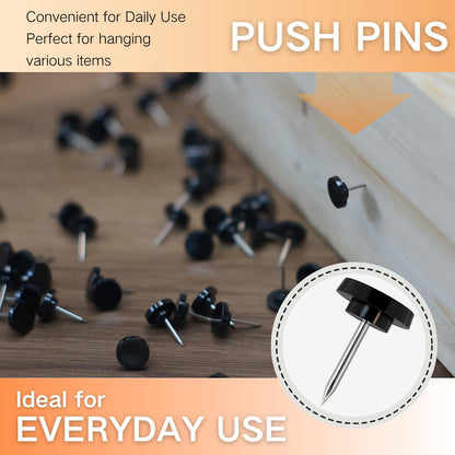 150 PCS Clear Push Pins Tacks Count in Reusable Box for Bulletin Boards and Wall Displays Heavy Duty Plastic Head