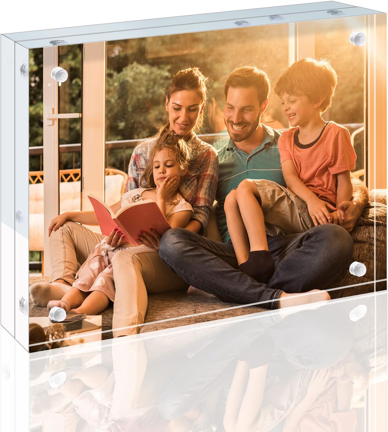 Egofine 4x6 Acrylic Frames 6 Pack, 20mm Thicker Frameless Clear Picture Frames, Double Sided Magnetic Picture Frames, Free Standing Desktop Display