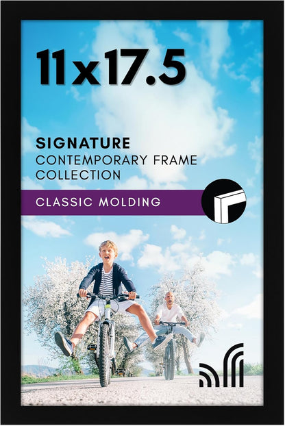 Americanflat 12x18 Poster Frame with Shatter-Resistant Glass - Signature Collection - Gallery-Style Frames Made of Engineered Wood - Photo Frame for Wall Display - Black - Colors B