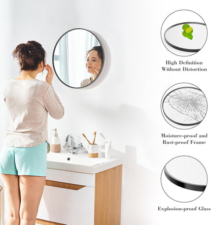 NEWBULIG 20IN Round Bathroom Wall Mirror, Modern Vanity Mirrors for Over Sink, HD Glass Decorative for Entryway, Bedroom & Living Room, Gold