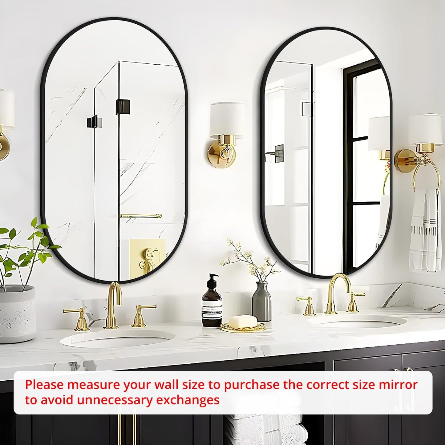 Fabuday Black Arch Bathroom Mirror for Wall - 20x28 Arched Mirror for Over Sink, Metal Framed Mirror for Hanging in Living Room, Bedroom, Entryway, Hallway