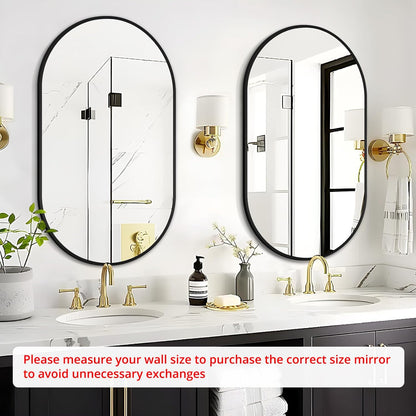 Fabuday Black Arch Bathroom Mirror for Wall - 20x28 Arched Mirror for Over Sink, Metal Framed Mirror for Hanging in Living Room, Bedroom, Entryway, Hallway