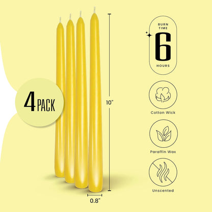Leor & Lair Ivory Taper Candles - 4 Pack 10" Ivory Candlesticks - Unscented Cream Candle Sticks for Home Decoration, Holiday Tables, Weddings, Restaurants & Business Events