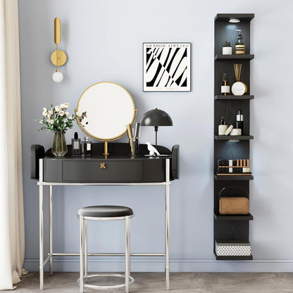 Fixwal Wall Decor 7 Tier Wall Shelf Unit Floating Shelves with LED Lights Lack Shelf for Home Organizer Display White