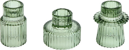 Vixdonos Taper Glass Candlestick Holders Tealight Candle Holders for Table Centerpieces, Wedding Decor and Dinner Party (6 Pcs, Green)