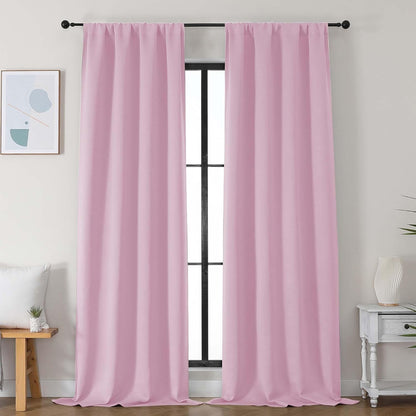 Simplebrand Ava Sage Green Blackout Curtains for Bedroom 63 Inch Length 2 Panels Set, Solid Thermal Insulated Energy Saving Rod Pocket Window Treatment Curtains Blackout Drapes, W40 x L63 Inch, Sage - Colors C