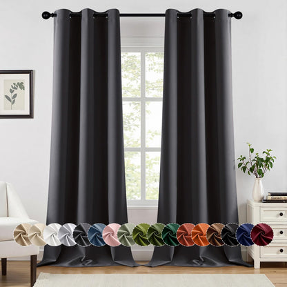 MIULEE Blackout Curtains for Bedroom Living Room 2 Panels, Thermal Insulated Room Darkening Drapes Grommet Noise Reducing Light Blocking Window Treatments 63 Inches Long 40x63 Inch Black - Colors A