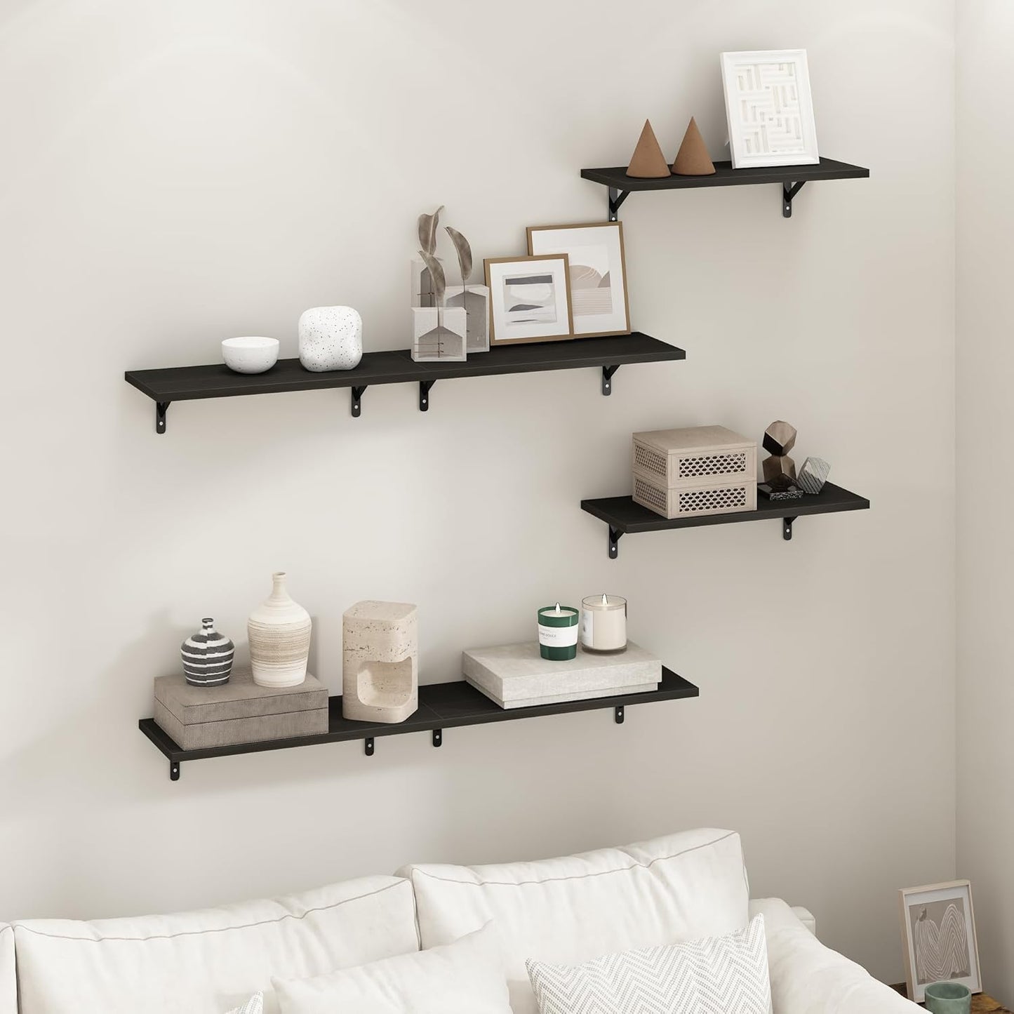 Furinno Rossi 5-Tier Wall Mount Floating Radial Corner Shelf, White