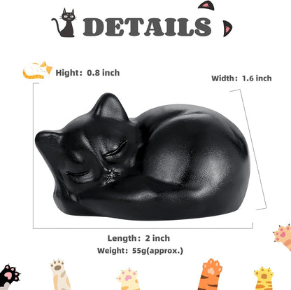 YATOJUZI 2" Cat Decors Statue Opal Moonstones Crystals Opalite Sleeping Cats Gemstone Hand-Carved Cute Animal Figurines Home Office Desk Decor Stocking Stuffers Cat Themed Ornaments Gifts for Women