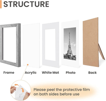 upsimples 5x7 Picture Frame Set of 10, Display Pictures 4x6 with Mat or 5x7 Without, Multi Photo Frames Collage for Wall or Tabletop Display, Black