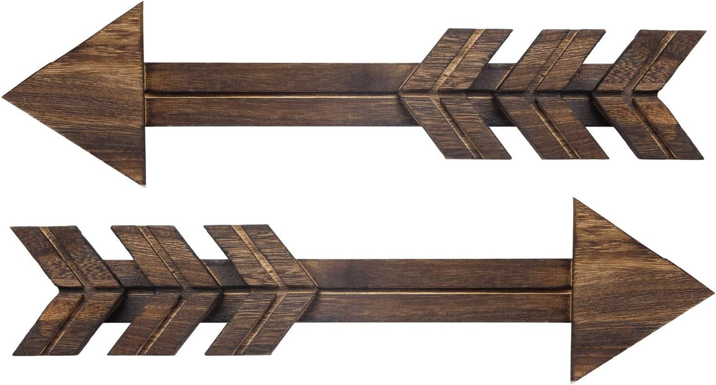 Dahey Rustic Wooden Arrow Wall Decor Farmhouse, 15" Wood Arrows Sign Wall Hanging Art Christmas Decoration for Home or Wedding, Set of 2