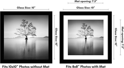 Americanflat 8x10 Picture Frame with Shatter-Resistant Glass - Use as 5x7 Frame with Mat or Display 8x10 Photo Without Mat - Signature Collection - Picture Frames for Tabletop and Wall Display - Black