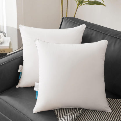 Oubonun 18"x18" Pillow Inserts (Set of 2) - Throw Pillow Inserts with 100% Cotton Cover - 18 Inch Square Interior Sofa Pillow Inserts - Decorative Pillow Insert Pair - White Couch Pillow