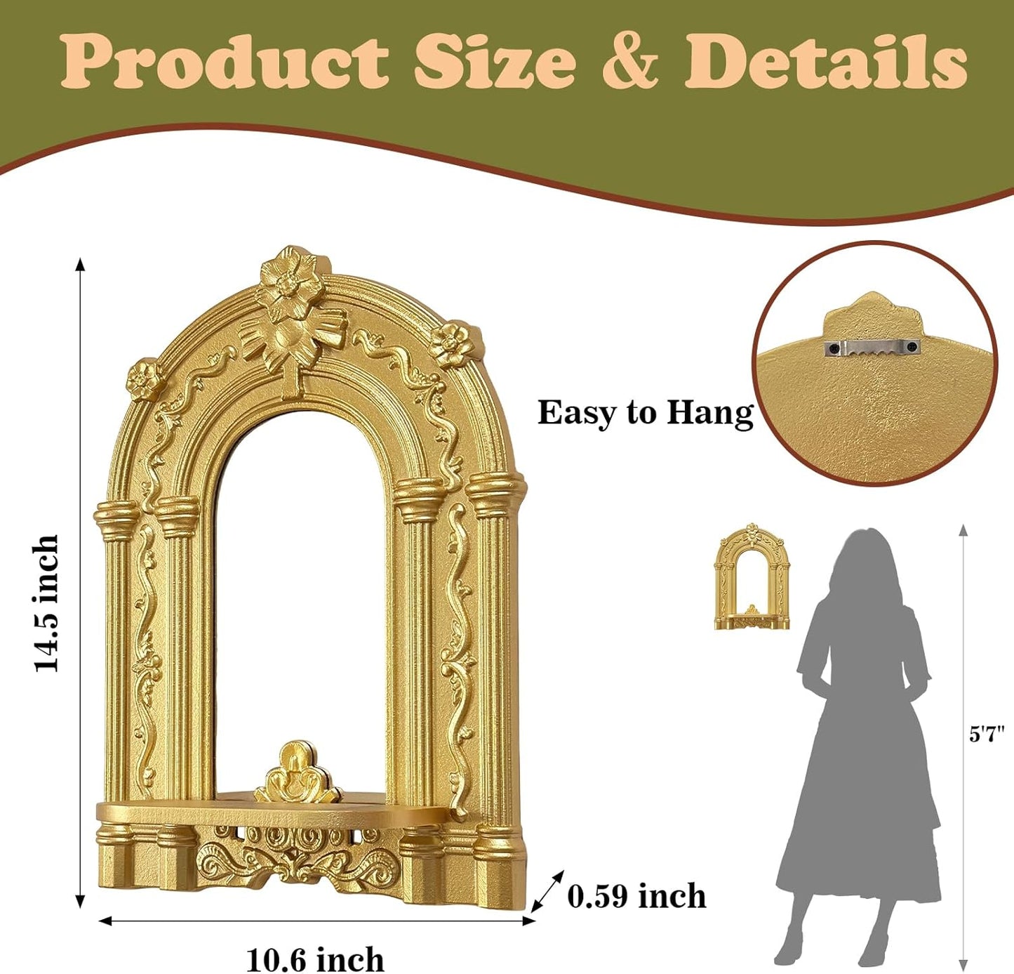 Three-Dimensional Relief Candle Sconces Set 2 Rustic Wall Mount Candle Holders Wood Hanging Wall Decor Mirrored Wall Art Hand Carved Home Decoration Gold