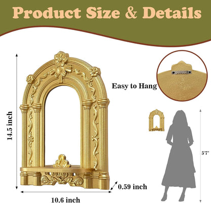 Three-Dimensional Relief Candle Sconces Set 2 Rustic Wall Mount Candle Holders Wood Hanging Wall Decor Mirrored Wall Art Hand Carved Home Decoration Gold