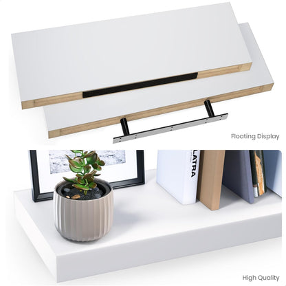 Ballucci Floating Shelves for Wall, 48" Wood Wall Shelf Set of 2, with Invisible Brackets for Bathroom, Living Room, Bedroom, Kitchen, Nursery, 8" Deep, Black