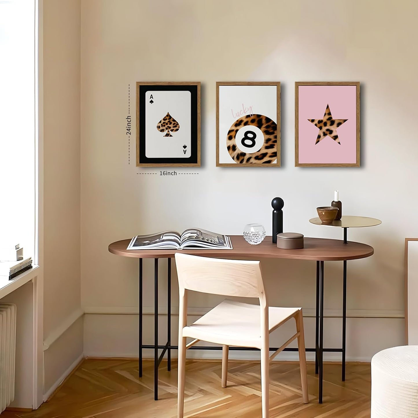 Western Wall Art Set of 3, Southwestern Cowboy Playing Card Wall Decor, Longhorn Bull Skull and How Lucky are We Poster Canvas Painting Prints for Bedroom Living Room 12x16 inch Wood Framed