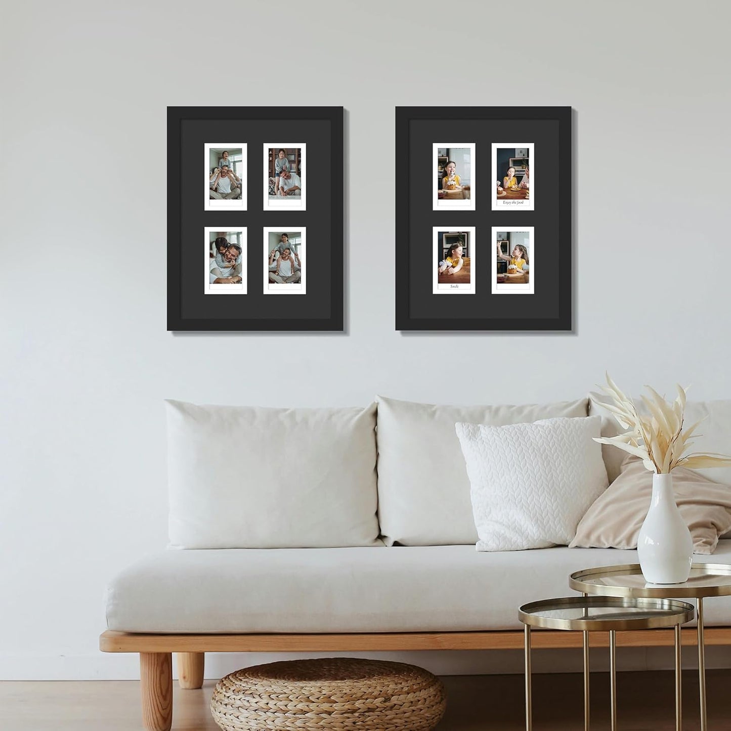 DUENPY 14x26 Collage Picture Frame 4x6 Collage Picture Frame Displays Twelve 4x6 inch Photos Available Horizontal Wall Mounting Display and Vertical Black - Colors A