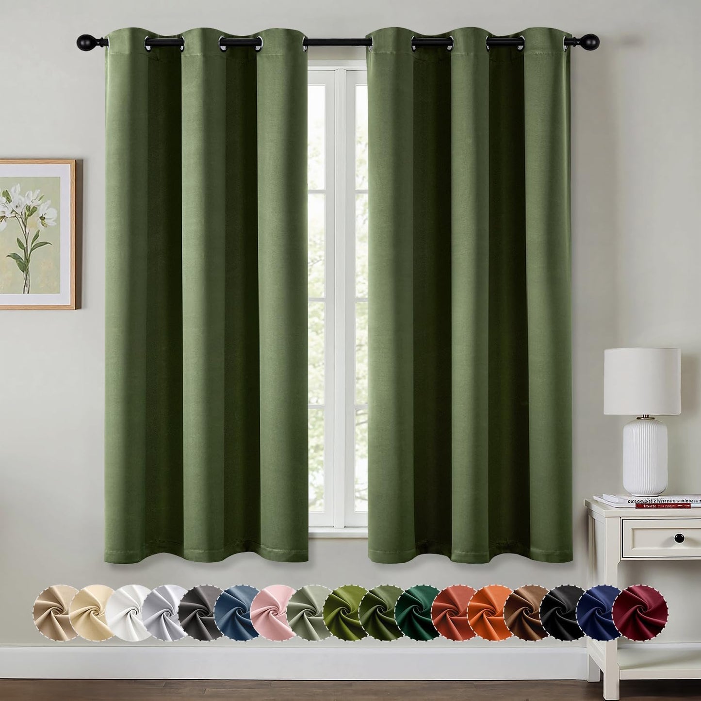 MIULEE Blackout Curtains for Bedroom Living Room 2 Panels, Thermal Insulated Room Darkening Drapes Grommet Noise Reducing Light Blocking Window Treatments 63 Inches Long 40x63 Inch Black - Colors B
