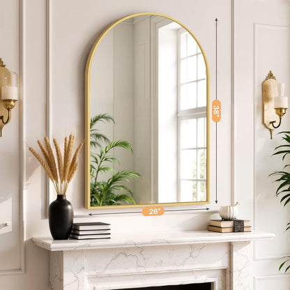 Bathroom Mirror for Wall, 24 Inch Round Mirror, Matte Black Metal Framed Circle Vanity Mirror for Bathroom Bedroom Living Room Entryway, Anti-Rust, Tempered Glass, Hanging or Leaning