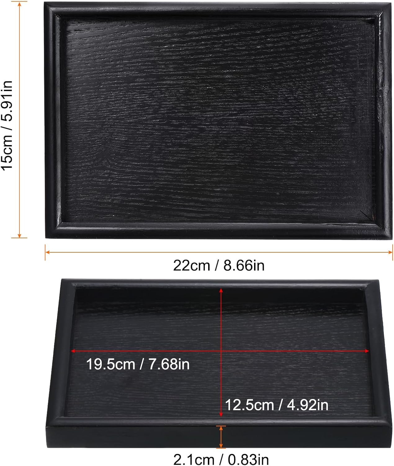 PATIKIL Wood Serving Tray 12x8 Inch Outer Base, Rectangular Decorative Platter for Home Decor Kitchen Table Candle Holder, Black