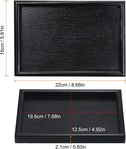 PATIKIL Wood Serving Tray 12x8 Inch Outer Base, Rectangular Decorative Platter for Home Decor Kitchen Table Candle Holder, Black