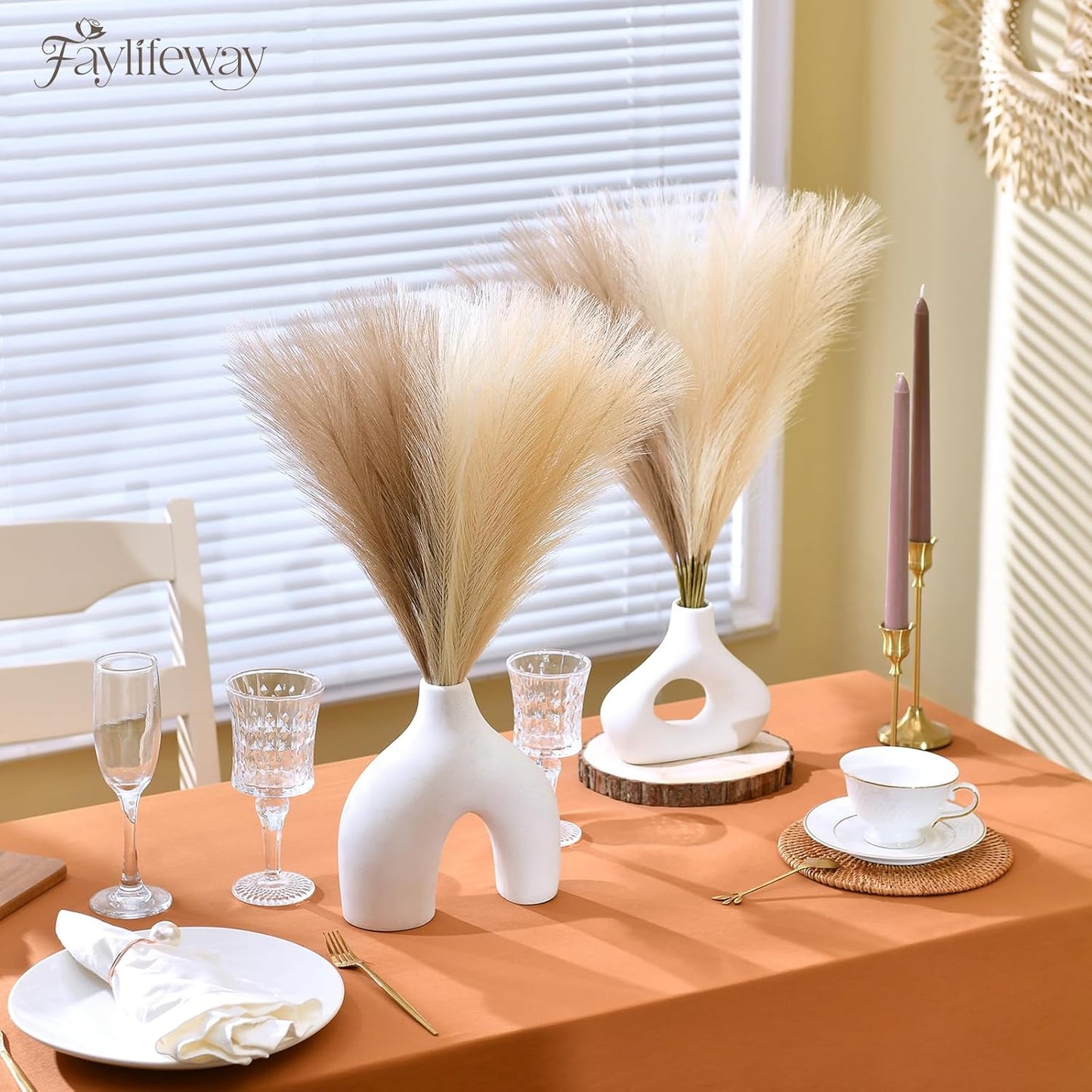50pcs Pampas Grass 17in for Living Room Decor, Blush Pink Pampas Grass Decor, Fluffy Pink Flowers for Home Birthday Bathroom Baby Shower Wall Bow Decor(Blush & Cream & Pink)