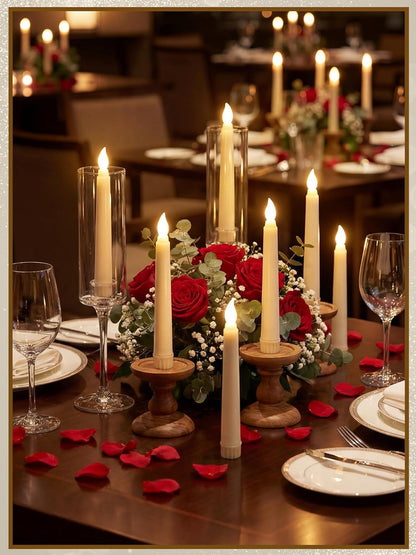 Treela 24 Pcs Flameless Taper Candles Battery Operated Bulk Fake Candles Light LED Candle Sticks Flickering Tapered for Easter Wedding Anniversary Decoration(Basic,11 Inch,Ivory)