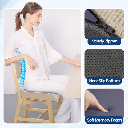 SweetSlubr Seat Cushion for Tailbone Pain Relief, Office Chair Cushion, Memory Foam Large Cushion with Non-Slip Cover for Soft Support at Office Chair, Car Seat, Airplane, Floor Pillow, Black/Large