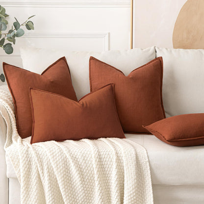 MIULEE Decorative Linen Euro Sham Pillow Covers 26x26 Cream White Boho Farmhouse Neutral Couch Throw Pillows for Bed Pack of 2 Accent Modern Pillowcase Sofa Livingroom Home Decor