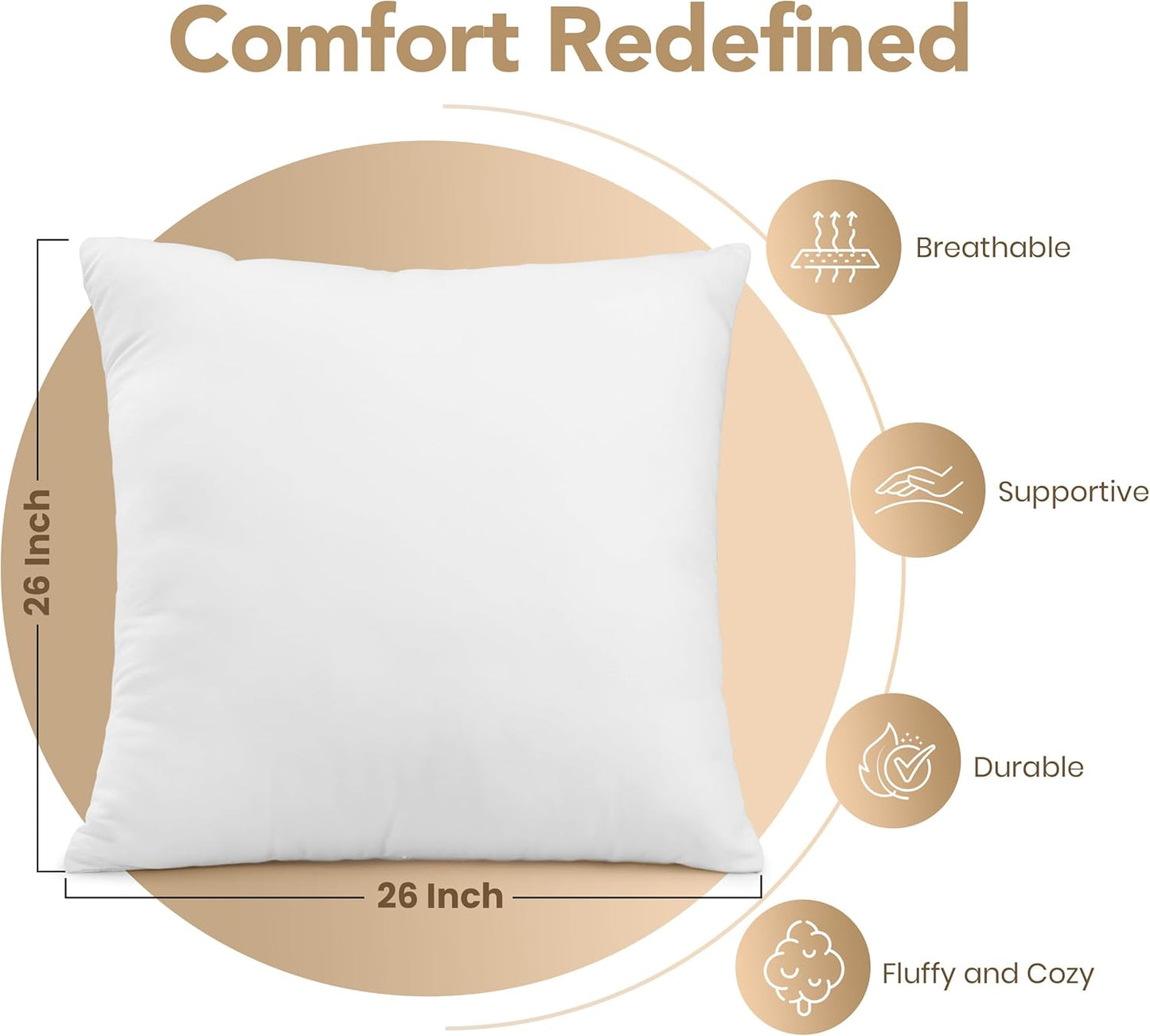 Utopia Bedding Outdoor Pillow Inserts 18 x 18 Inches (Pack of 4, White), Water Resistant Garden Throw Pillows for Patio and Porch Furniture