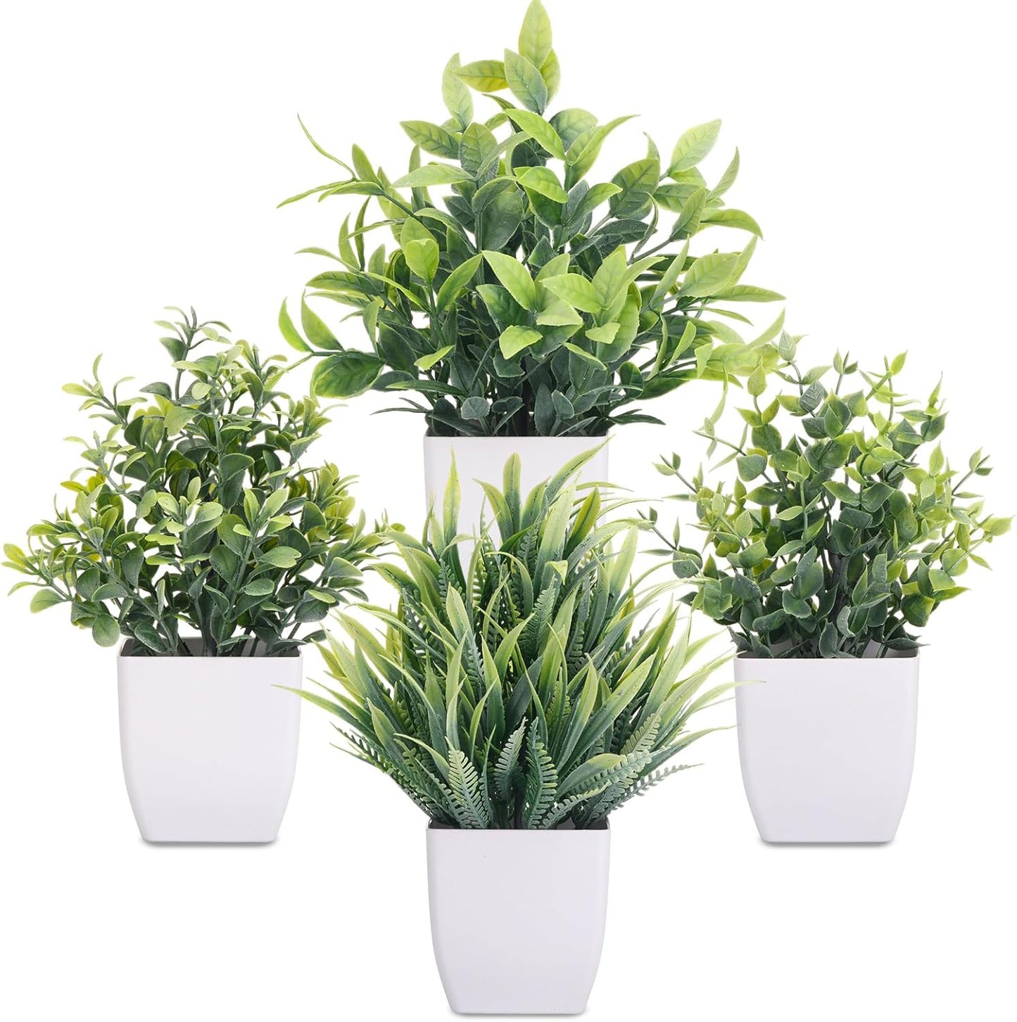 CEWOR Fake Plants 2 Pack Mini Potted Plants Bathroom Accessories Small Artificial Greenery Decorations for Bathroom Office Home Room Kitchen Table Indoor