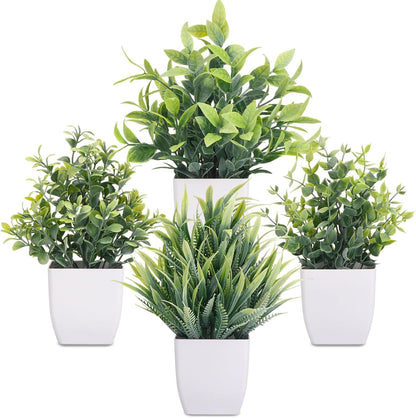CEWOR Fake Plants 2 Pack Mini Potted Plants Bathroom Accessories Small Artificial Greenery Decorations for Bathroom Office Home Room Kitchen Table Indoor