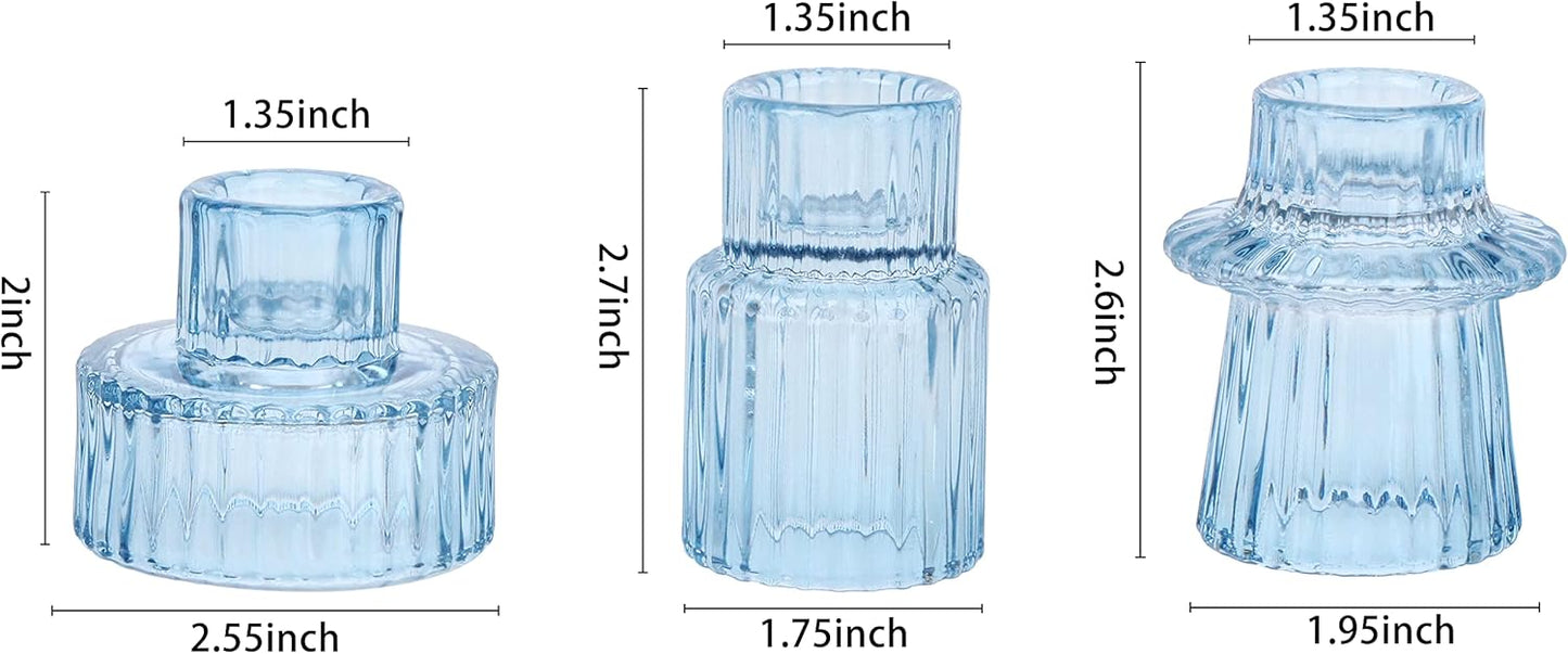 Vixdonos Taper Glass Candlestick Holders Tealight Candle Holders for Table Centerpieces, Wedding Decor and Dinner Party (6 Pcs, Green)
