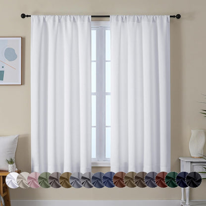 Simplebrand Ava Sage Green Blackout Curtains for Bedroom 63 Inch Length 2 Panels Set, Solid Thermal Insulated Energy Saving Rod Pocket Window Treatment Curtains Blackout Drapes, W40 x L63 Inch, Sage - Colors C