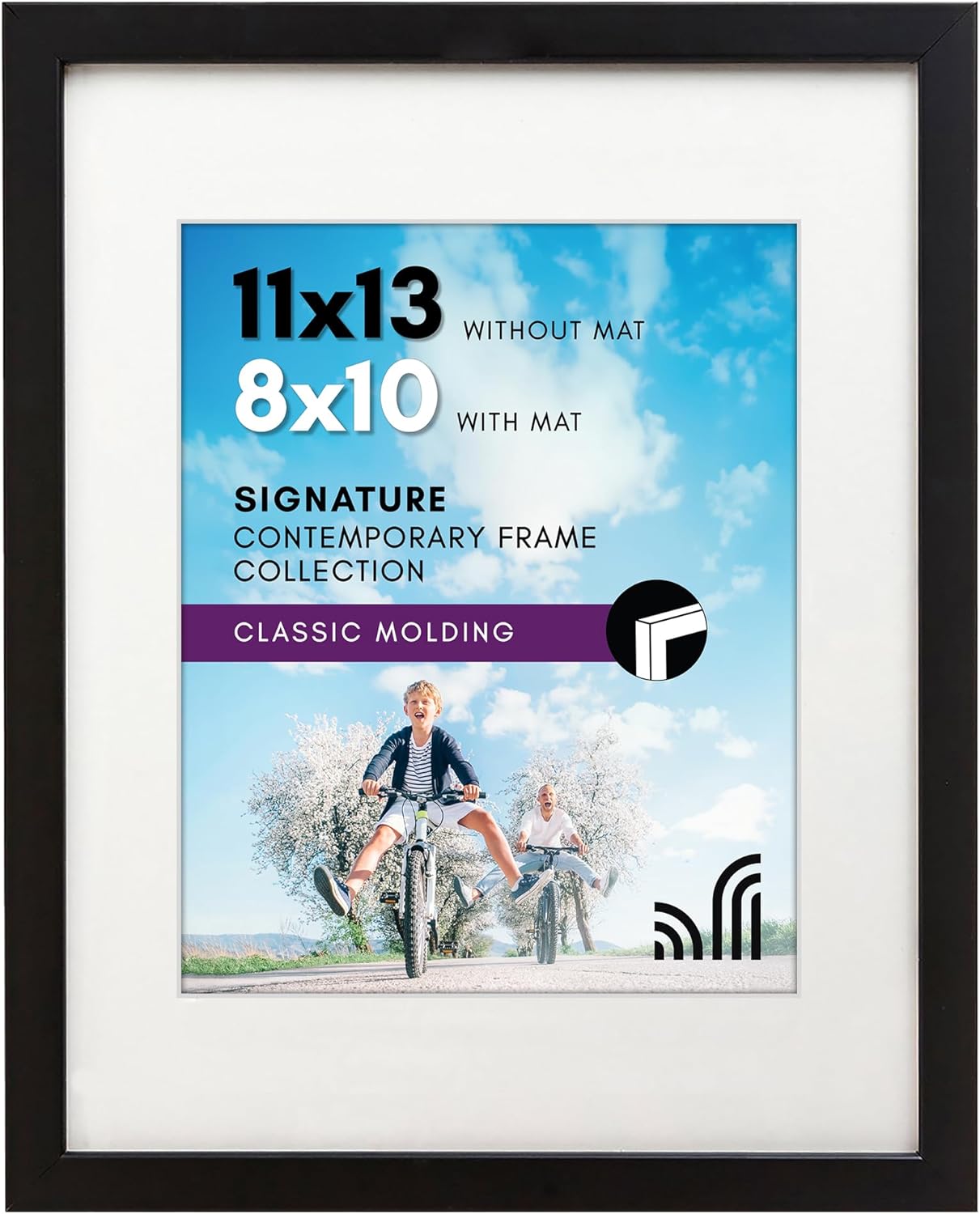Americanflat 8x10 Picture Frame with Shatter-Resistant Glass - Use as 5x7 Frame with Mat or Display 8x10 Photo Without Mat - Signature Collection - Picture Frames for Tabletop and Wall Display - Black