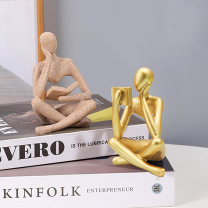 Jinkoozz Reading Women Statue, Thinker Sculptures, Abstract Art Ornament, Modern Aesthetic Figurine Decoration, Suitable for Home Living Room Bedroom Office Shelf Table Desk Bookshelf Decor