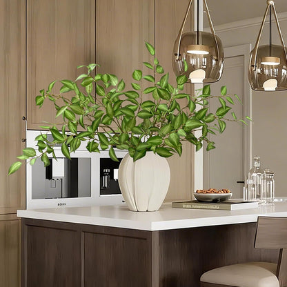 Waipfaru 5PCS Greenery Stems for Vases, 32.7 inch Artificial Eucalyptus Green Fake Leaves Branches, Faux Olive Silk Plants for Centerpieces Vase Filler Home Kitchen Pottery Barn Decor