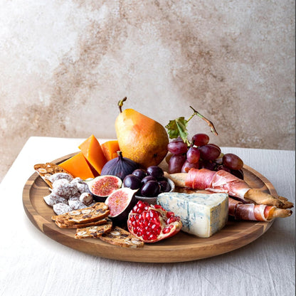 Round Decorative Tray for Coffee Dining Table Countertop Small Wooden Serving Trays Farmhouse Kitchen Home Living Room Decor and Bathroom Accessories Tray Black Rustic Wood Candle Centerpiece Trays