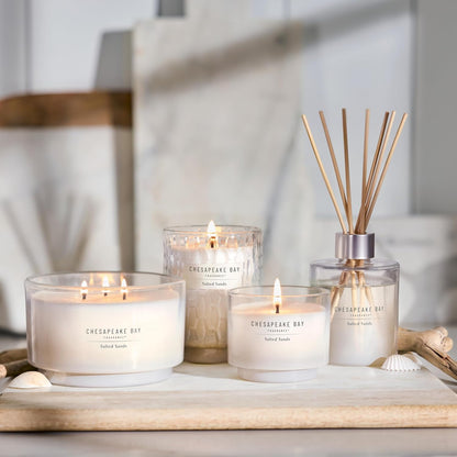 Chesapeake Bay, 11oz Marine Drift Scented Candle, Mood Evoking Fragrance, Textured Sea Glass-Inspired Jar, Premium Soy Blend Wax with Essential Oils, Coastal Fragrance for Home Décor or Gifting